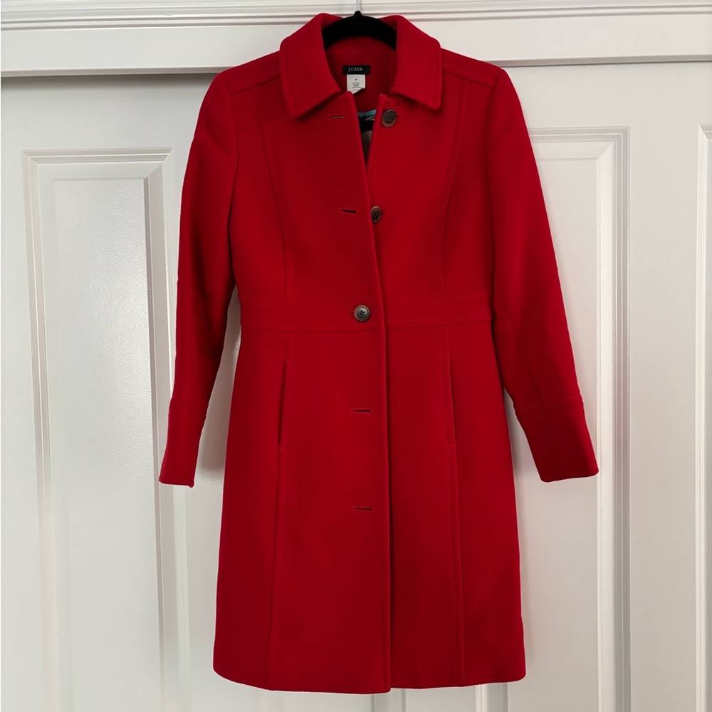 J. Crew | Trench | 94% Wool 6% Nylon | size 2P | Red